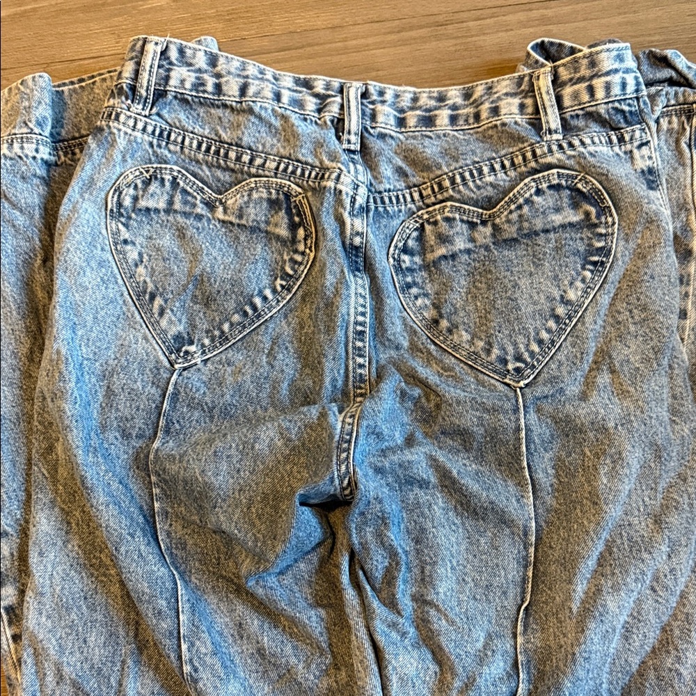 Heart Pocket Blue Denim Jeans